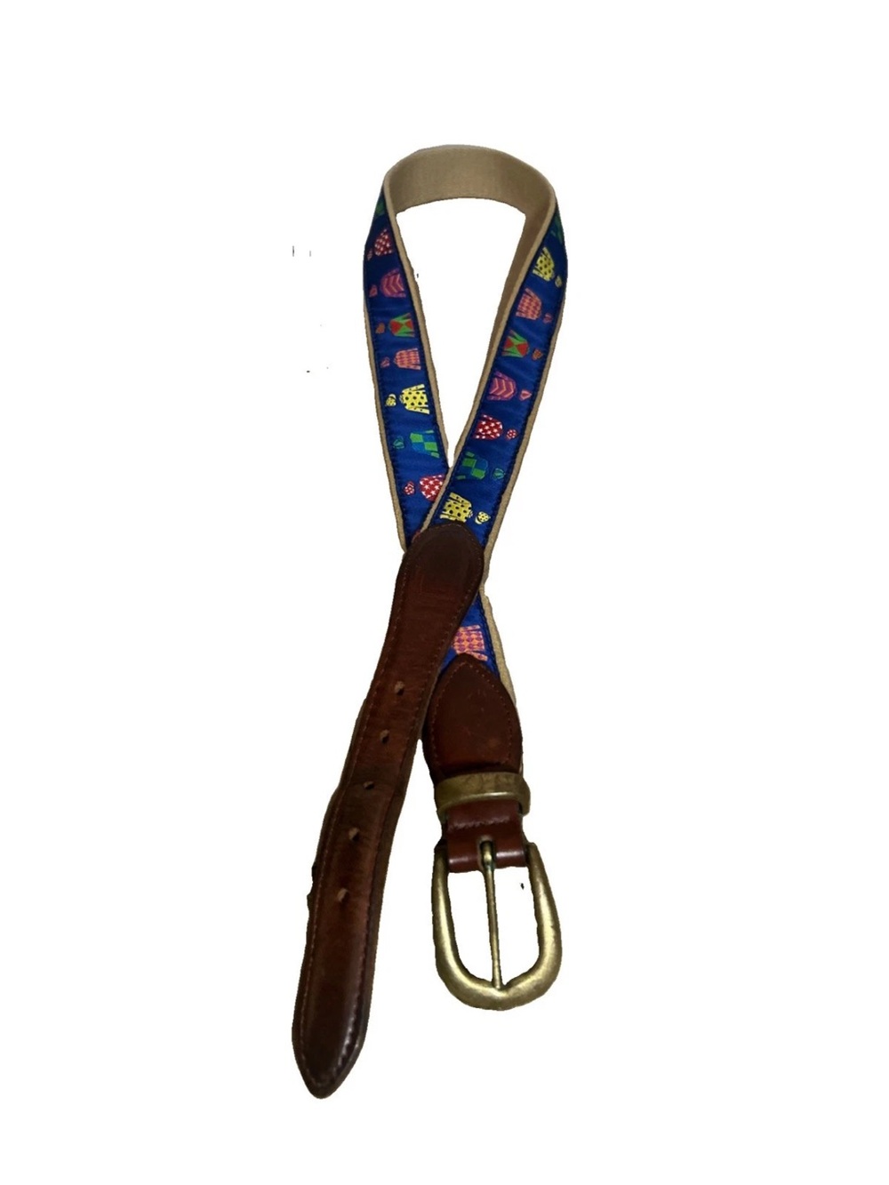 YRI Canvas & Silk Jockey Silks Belt With Leather Trim Horse Racing Men’s 36/38